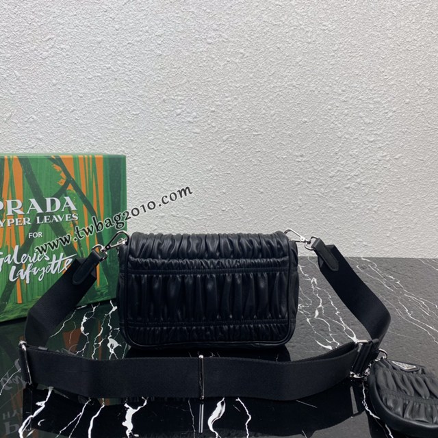Prada專櫃新款褶皺羊皮三合一女包 1BD289 普拉達nylon Hobo手拎/腋下包 csp1619
